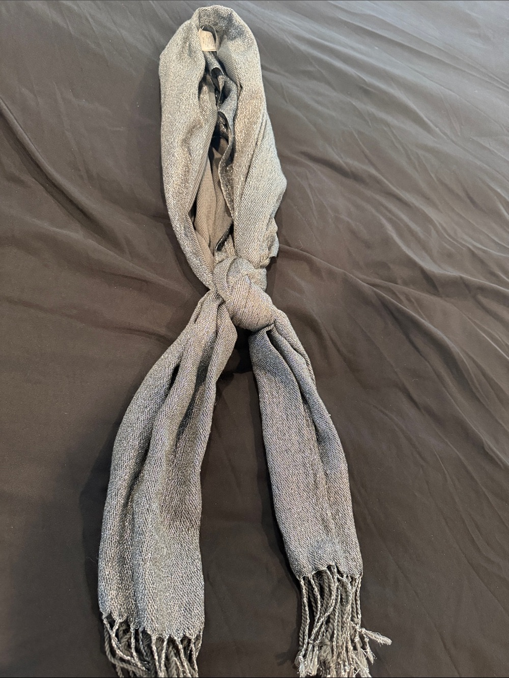 Gray Woven Fringe Scarf